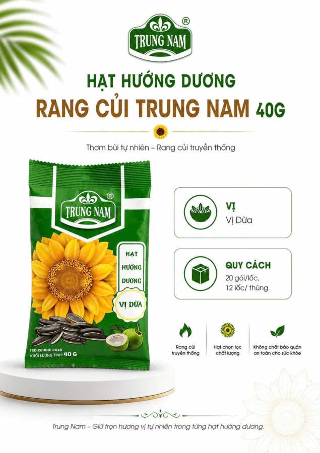 Hạt hướng dương Trung Nam 40g ( lốc 20 gói, vị dừa)