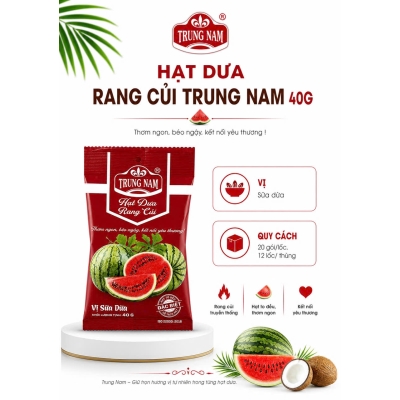Hạt dưa Trung Nam 40g ( lốc 20 gói túi đỏ, vị sữa dừa)