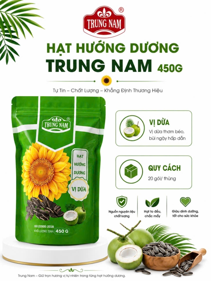 Hạt hướng dương Trung Nam 450g vị dừa