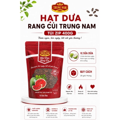 Hạt dưa Trung Nam 400g túi zip, vị sữa dừa
