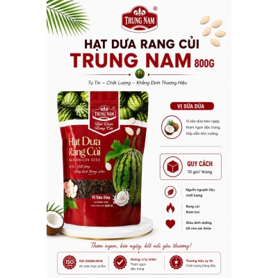 Hạt dưa Trung Nam 800g túi zip, vị sữa dừa