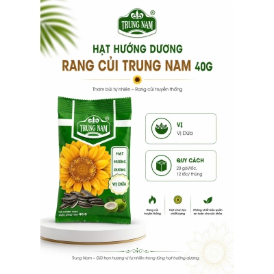 Hạt hướng dương Trung Nam 40g ( lốc 20 gói, vị dừa)