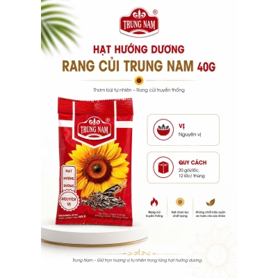 Hướng dương Trung Nam 40g (20 gói/lốc, thùng 12 lốc, nguyên vị)